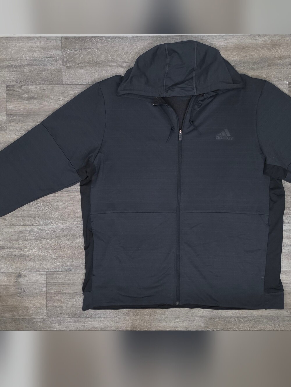 adidas Men's Climalitr Dark Charcoal Gray Zip Up Hoodie